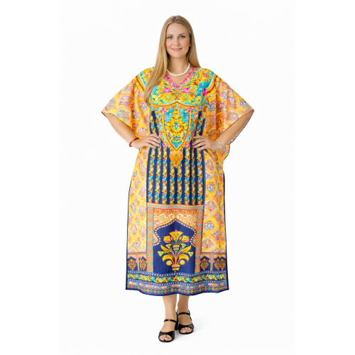 Women’s Digital Print Long Kaftan Dress | Stylish Ethnic & Casual Wear | Soft Comfortable Fabric | Free Size | Perfect for Daily, Festive & Resort Wear