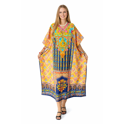 Women’s Digital Print Long Kaftan Dress | Stylish Ethnic & Casual Wear | Soft Comfortable Fabric | Free Size | Perfect for Daily, Festive & Resort Wear