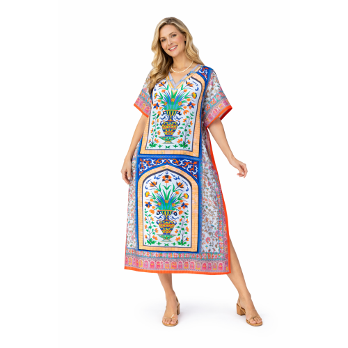 Women’s Digital Print Long Kaftan Dress | Stylish Ethnic & Casual Wear | Soft Comfortable Fabric | Free Size | Perfect for Daily, Festive & Resort Wear
