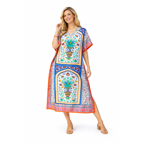 Women’s Digital Print Long Kaftan Dress | Stylish Ethnic & Casual Wear | Soft Comfortable Fabric | Free Size | Perfect for Daily, Festive & Resort Wear