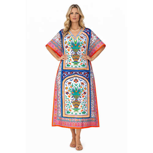 Women’s Digital Print Long Kaftan Dress | Stylish Ethnic & Casual Wear | Soft Comfortable Fabric | Free Size | Perfect for Daily, Festive & Resort Wear