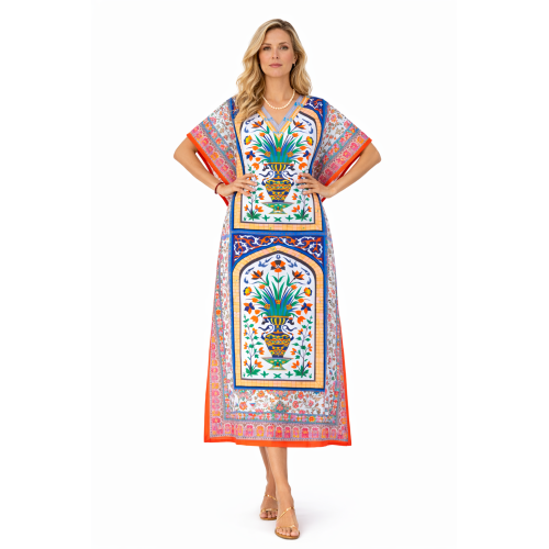 Women’s Digital Print Long Kaftan Dress | Stylish Ethnic & Casual Wear | Soft Comfortable Fabric | Free Size | Perfect for Daily, Festive & Resort Wear