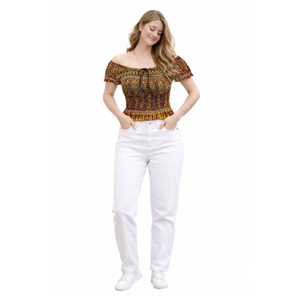 Women Rayon Crepe Bagru Print Top | Ethnic Casual Wear Co-Ord | Lightweight Summer Outfit