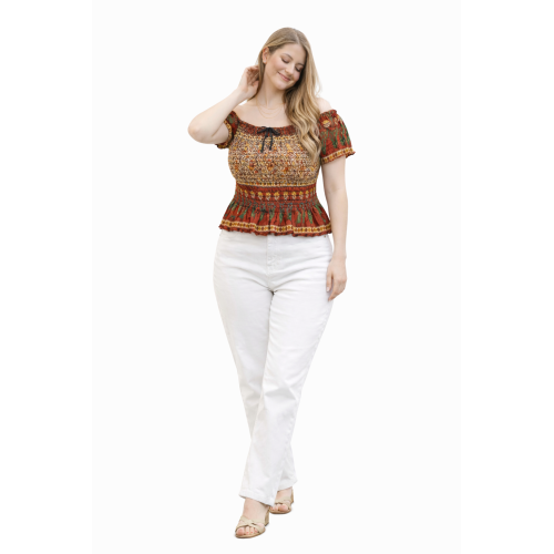 Women Rayon Crepe Bagru Print Top | Ethnic Casual Wear Co-Ord | Lightweight Summer Outfit