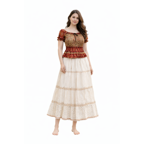 Women Rayon Crepe Bagru Print Top | Ethnic Casual Wear Co-Ord | Lightweight Summer Outfit