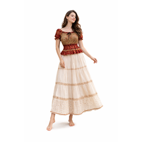 Women Rayon Crepe Bagru Print Top | Ethnic Casual Wear Co-Ord | Lightweight Summer Outfit