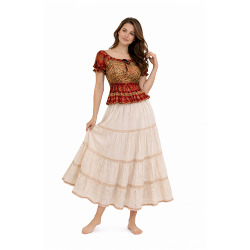 Women Rayon Crepe Bagru Print Top | Ethnic Casual Wear Co-Ord | Lightweight Summer Outfit