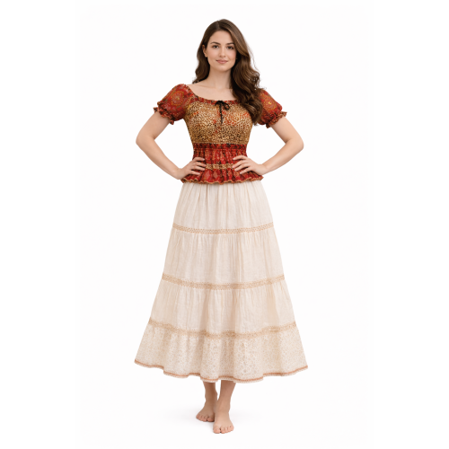 Women Rayon Crepe Bagru Print Top | Ethnic Casual Wear Co-Ord | Lightweight Summer Outfit