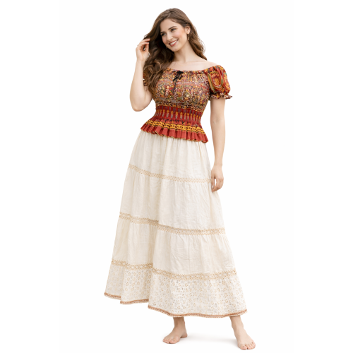 Women Rayon Crepe Bagru Print Top | Ethnic Casual Wear Co-Ord | Lightweight Summer Outfit