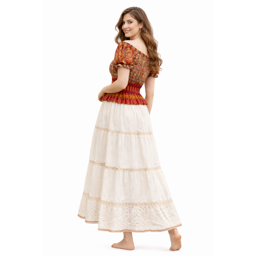 Women Rayon Crepe Bagru Print Top | Ethnic Casual Wear Co-Ord | Lightweight Summer Outfit