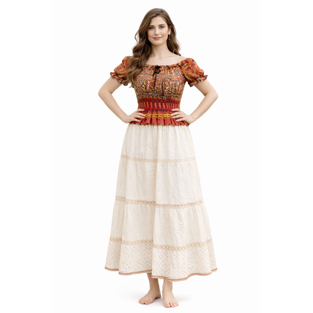 Women Rayon Crepe Bagru Print Top | Ethnic Casual Wear Co-Ord | Lightweight Summer Outfit