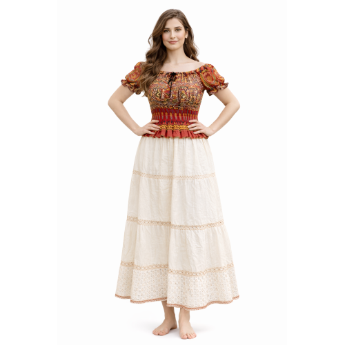 Women Rayon Crepe Bagru Print Top | Ethnic Casual Wear Co-Ord | Lightweight Summer Outfit
