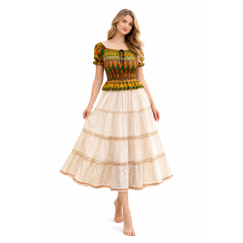 Women Rayon Crepe Bagru Print Top | Ethnic Casual Wear Co-Ord | Lightweight Summer Outfit