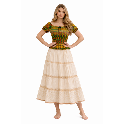 Women Rayon Crepe Bagru Print Top | Ethnic Casual Wear Co-Ord | Lightweight Summer Outfit