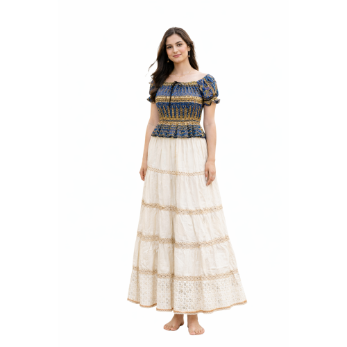 Women Rayon Crepe Bagru Print Top | Ethnic Casual Wear Co-Ord | Lightweight Summer Outfit