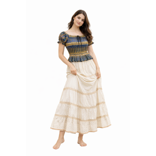 Women Rayon Crepe Bagru Print Top | Ethnic Casual Wear Co-Ord | Lightweight Summer Outfit