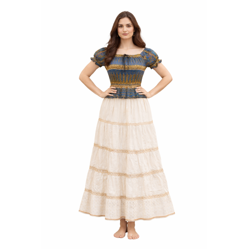 Women Rayon Crepe Bagru Print Top | Ethnic Casual Wear Co-Ord | Lightweight Summer Outfit
