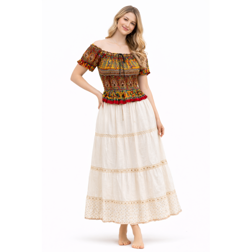 Women Rayon Crepe Bagru Print Top | Ethnic Casual Wear Co-Ord | Lightweight Summer Outfit