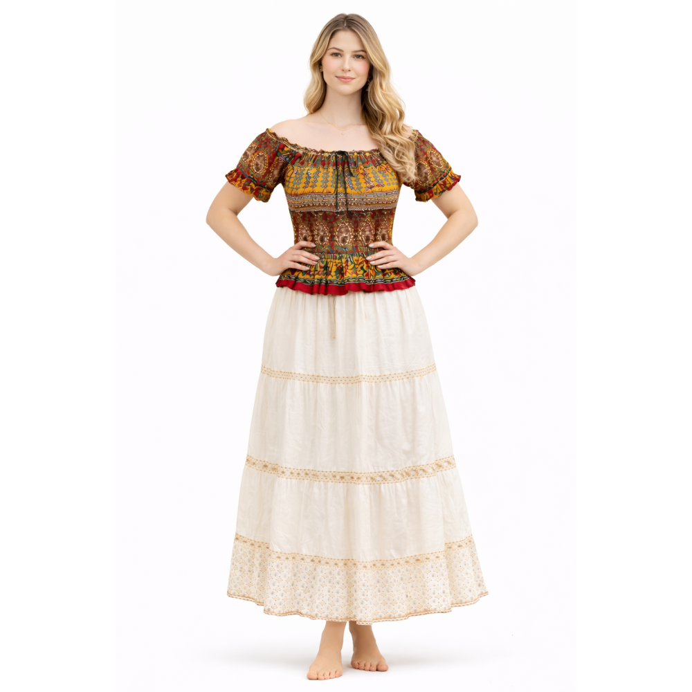 Women Rayon Crepe Bagru Print Top | Ethnic Casual Wear Co-Ord | Lightweight Summer Outfit