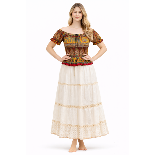 Women Rayon Crepe Bagru Print Top | Ethnic Casual Wear Co-Ord | Lightweight Summer Outfit