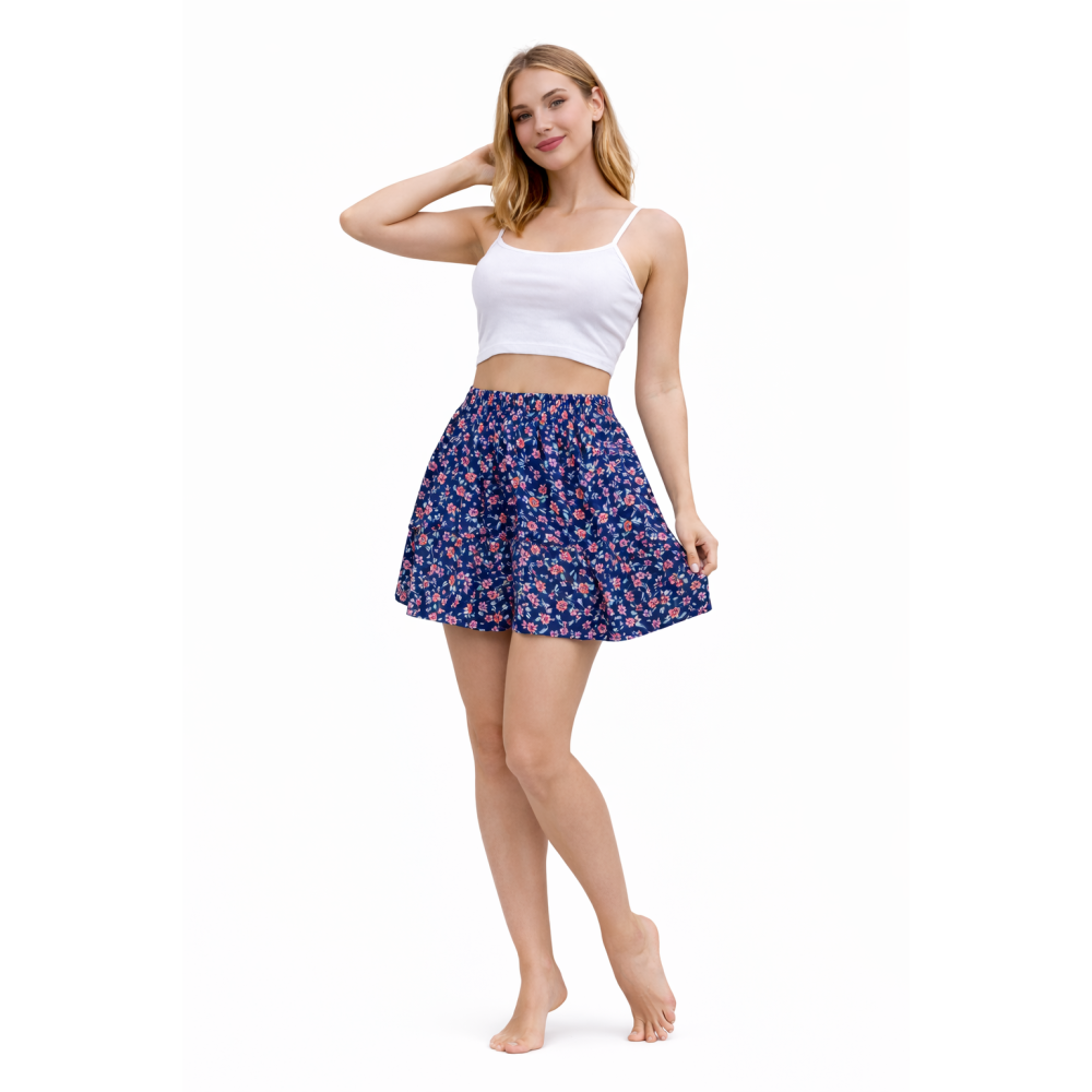 Short Rayon Skirt for Women | Stretchable Fabric with Inner Divider Lining | Comfortable Casual & Daily Wear Skirt | Free Size | Lightweight & Soft