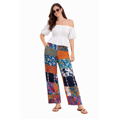 Palazzo Patch Pants for Women | Stylish Patchwork Palazzo with Side Pockets | Comfortable Casual Wear