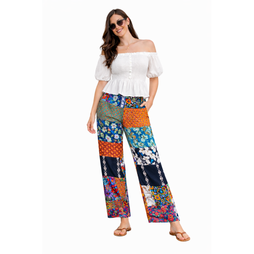 Palazzo Patch Pants for Women | Stylish Patchwork Palazzo with Side Pockets | Comfortable Casual Wear