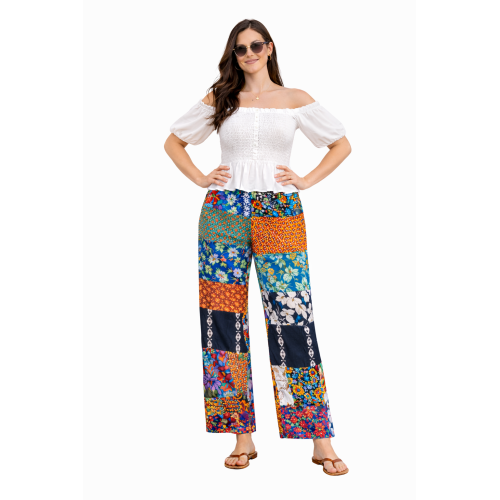 Palazzo Patch Pants for Women | Stylish Patchwork Palazzo with Side Pockets | Comfortable Casual Wear