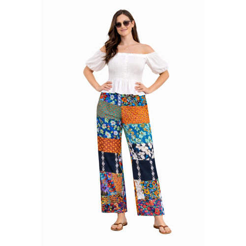Palazzo Patch Pants for Women | Stylish Patchwork Palazzo with Side Pockets | Comfortable Casual Wear