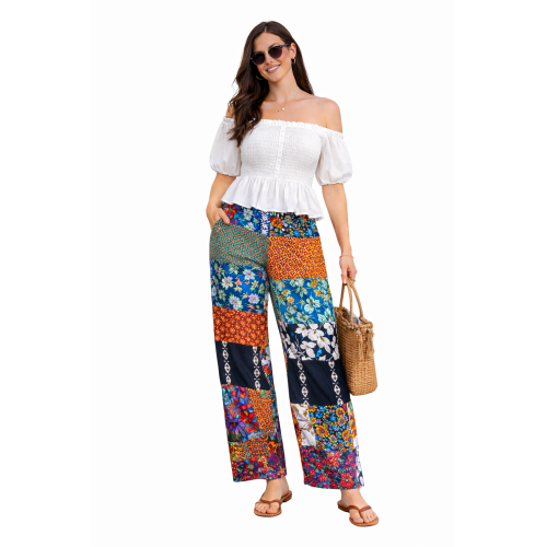 Palazzo Patch Pants for Women | Stylish Patchwork Palazzo with Side Pockets | Comfortable Casual Wear