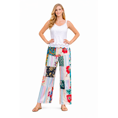 Palazzo Patch Pants for Women | Stylish Patchwork Palazzo with Side Pockets | Comfortable Casual Wear