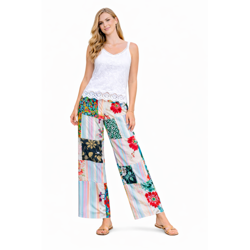 Palazzo Patch Pants for Women | Stylish Patchwork Palazzo with Side Pockets | Comfortable Casual Wear