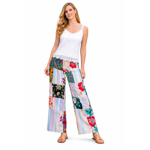 Palazzo Patch Pants for Women | Stylish Patchwork Palazzo with Side Pockets | Comfortable Casual Wear