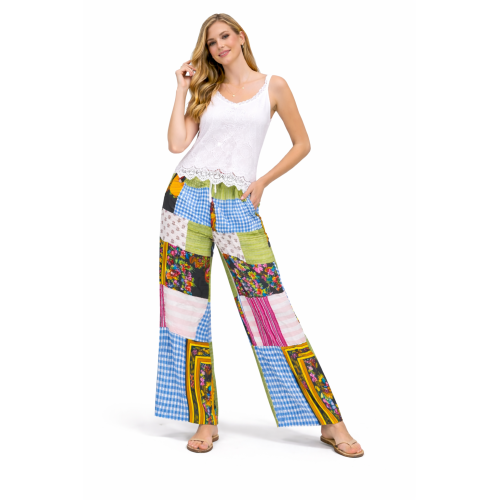 Palazzo Patch Pants for Women | Stylish Patchwork Palazzo with Side Pockets | Comfortable Casual Wear