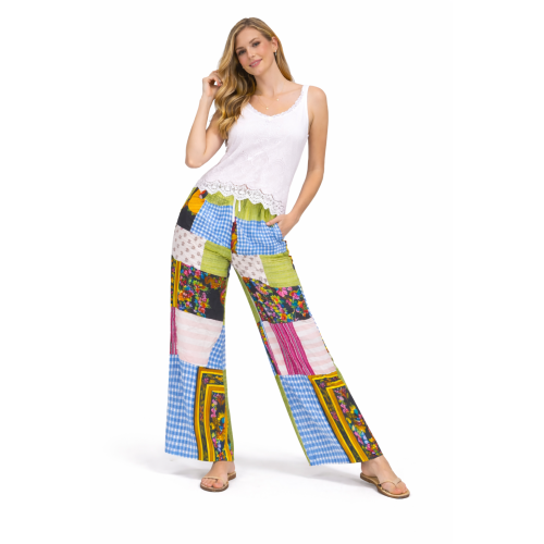 Palazzo Patch Pants for Women | Stylish Patchwork Palazzo with Side Pockets | Comfortable Casual Wear