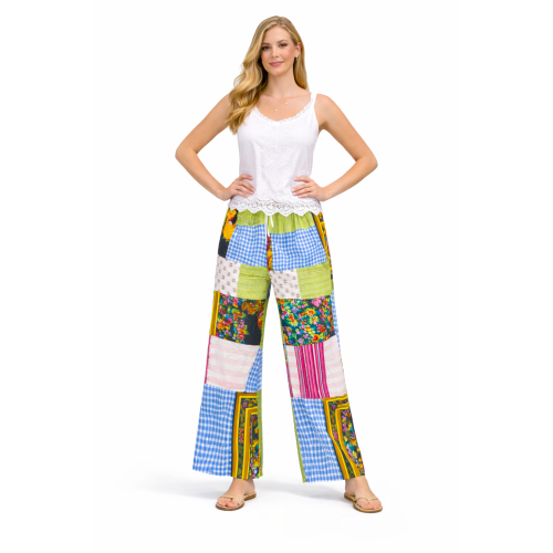 Palazzo Patch Pants for Women | Stylish Patchwork Palazzo with Side Pockets | Comfortable Casual Wear