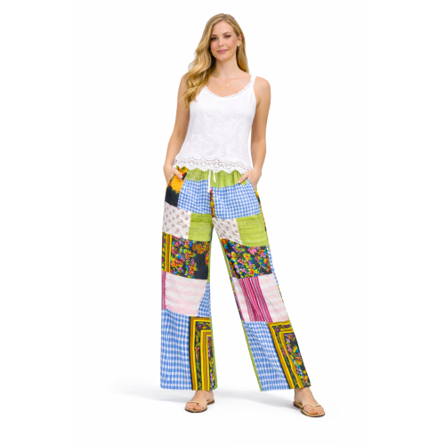 Palazzo Patch Pants for Women | Stylish Patchwork Palazzo with Side Pockets | Comfortable Casual Wear