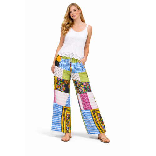 Palazzo Patch Pants for Women | Stylish Patchwork Palazzo with Side Pockets | Comfortable Casual Wear