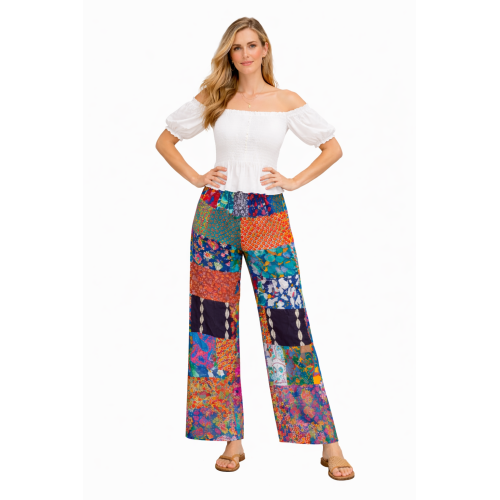 Palazzo Patch Pants for Women | Stylish Patchwork Palazzo with Side Pockets | Comfortable Casual Wear