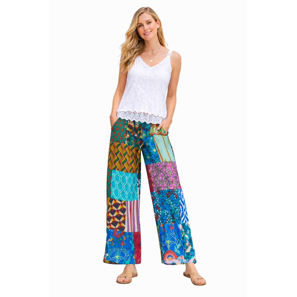 Palazzo Patch Pants for Women | Stylish Patchwork Palazzo with Side Pockets | Comfortable Casual Wear