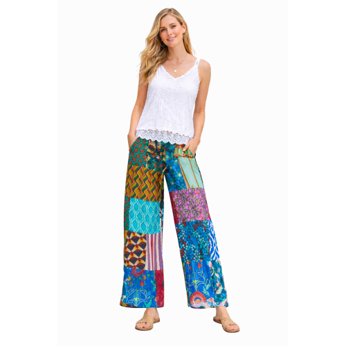 Palazzo Patch Pants for Women | Stylish Patchwork Palazzo with Side Pockets | Comfortable Casual Wear