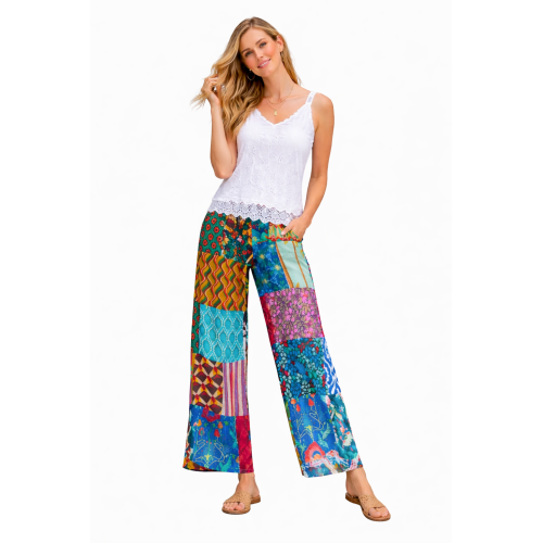 Palazzo Patch Pants for Women | Stylish Patchwork Palazzo with Side Pockets | Comfortable Casual Wear