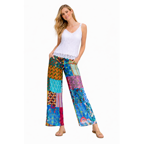 Palazzo Patch Pants for Women | Stylish Patchwork Palazzo with Side Pockets | Comfortable Casual Wear