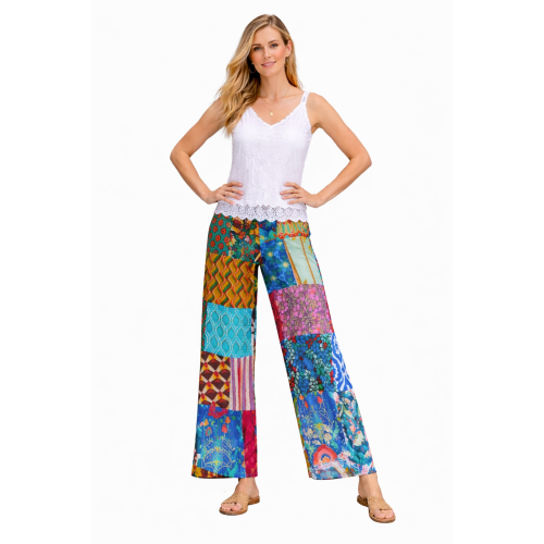 Palazzo Patch Pants for Women | Stylish Patchwork Palazzo with Side Pockets | Comfortable Casual Wear