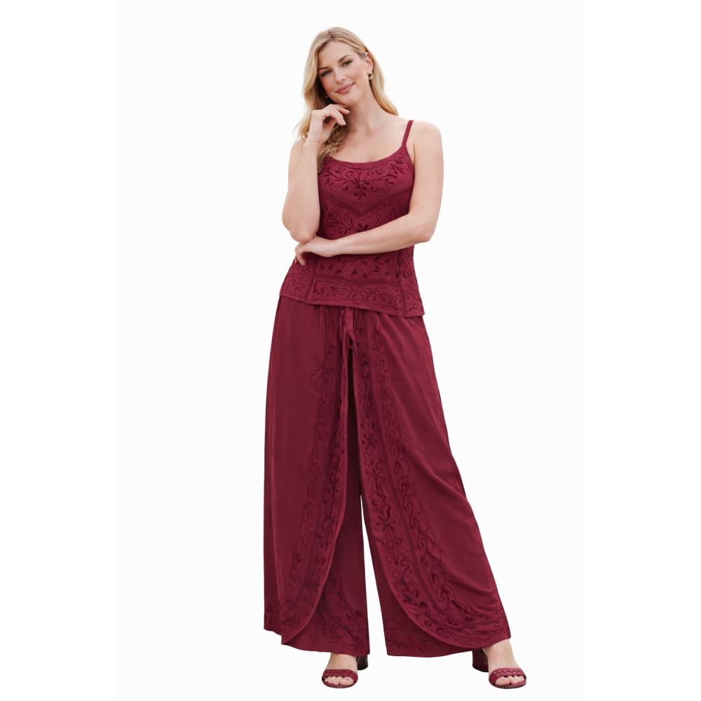 Women Rayon Stonewash Co-Ord Set | New Pattern Strap Top with Dhoti Pants | Trendy Two Piece Outfit | Soft & Breathable Fabric | Casual & Festive Wear
