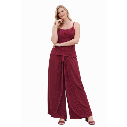 Women Rayon Stonewash Co-Ord Set | New Pattern Strap Top with Dhoti Pants | Trendy Two Piece Outfit | Soft & Breathable Fabric | Casual & Festive Wear