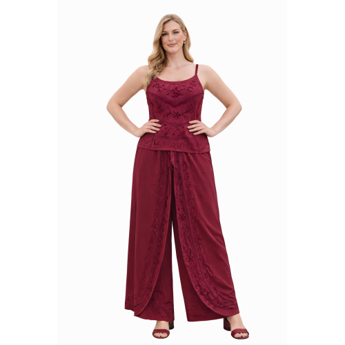 Women Rayon Stonewash Co-Ord Set | New Pattern Strap Top with Dhoti Pants | Trendy Two Piece Outfit | Soft & Breathable Fabric | Casual & Festive Wear