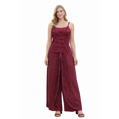 Women Rayon Stonewash Co-Ord Set | New Pattern Strap Top with Dhoti Pants | Trendy Two Piece Outfit | Soft & Breathable Fabric | Casual & Festive Wear