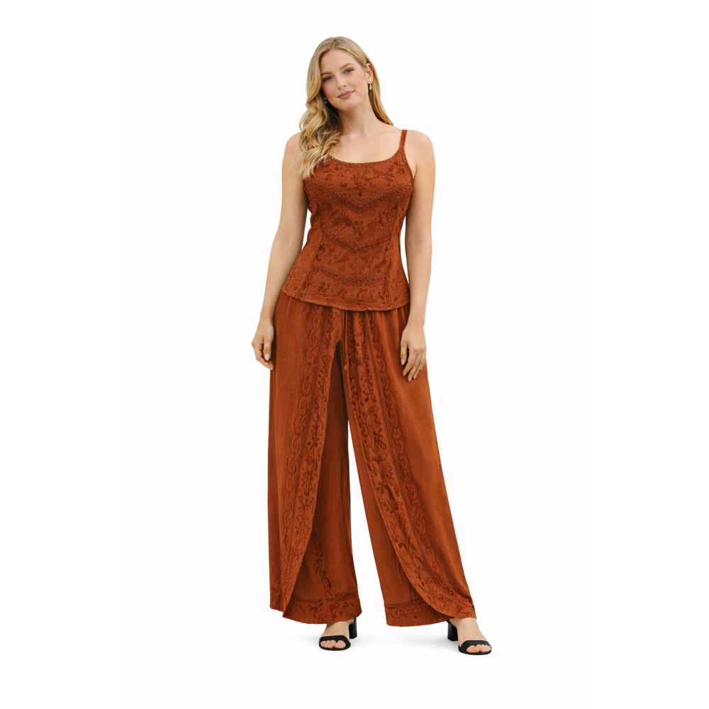 Women Rayon Stonewash Co-Ord Set | New Pattern Strap Top with Dhoti Pants | Trendy Two Piece Outfit | Soft & Breathable Fabric | Casual & Festive Wear