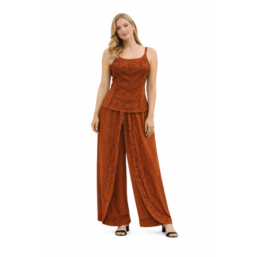 Women Rayon Stonewash Co-Ord Set | New Pattern Strap Top with Dhoti Pants | Trendy Two Piece Outfit | Soft & Breathable Fabric | Casual & Festive Wear